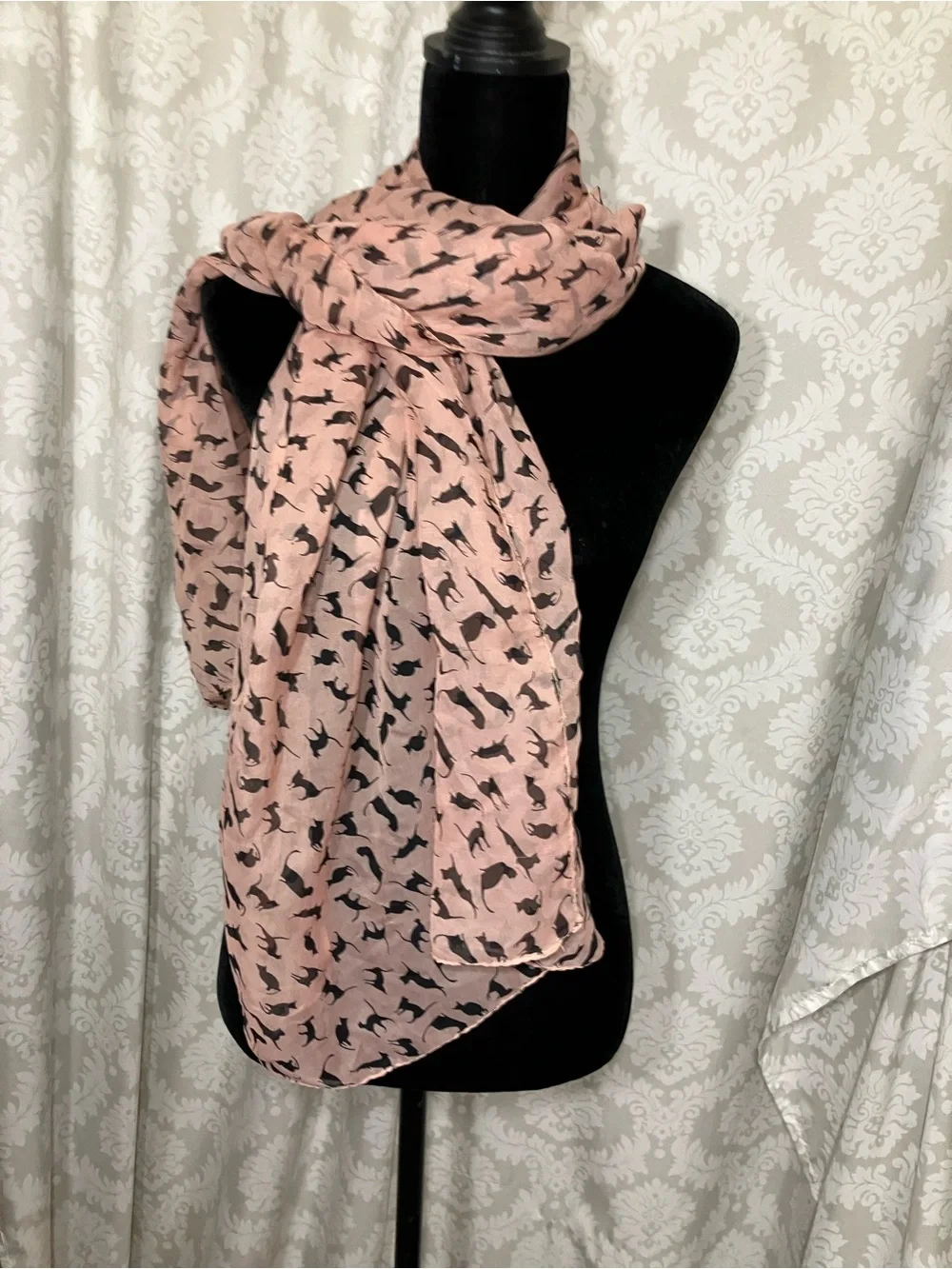 Chiffon Black Cat Scarf